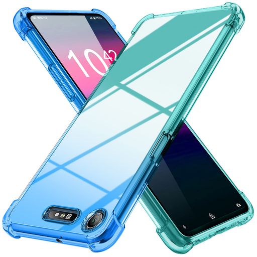 樂天商城 - YDIHIHO対応XperiaXZ1用のケースSO-01KSOV36用のクリア薄型グラデーション色軽量tpu耐衝撃スマホケース透明おしゃれ黄変防止防塵一体型人気エクスペリアXZ1用の携帯カバーブルー/緑