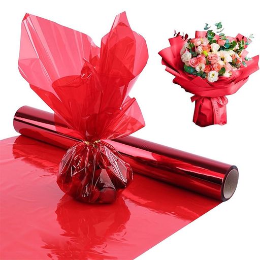 セロファンカラーセロハンセロファンラップロール30m大容量幅40cm結婚式ギフト生日花包装用紙小学生手作り(赤)