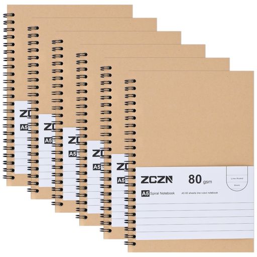 ZCZNノートA5リング60枚横罫8mm6冊セットオフィス勉強用ノート