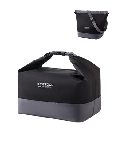 SUZIYER弁当袋保冷保温ランチバッグロールトップ斜めがけ手提げ保冷バッグ断熱構造マルチ使い可能男女兼用防水アウトドアキャンプピクニック(ブラック)