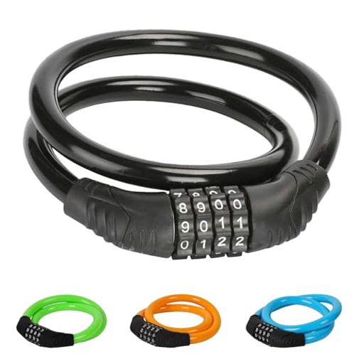 自転車ロックワイヤーロック自転車鍵ダイヤル4桁暗証番号変更可能全体周長約600mmΦ直径10.9mm組み合わ..