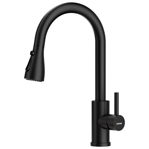 DAYONEマットブラックキッチン蛇口SUS304ステンレス製キッチン水栓360°回転引出しホース式混合水栓3つ..