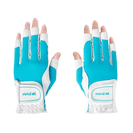 MAZEL(マゼル)ゴルフグローブレディース両手用16~18cm指先カット仕様手袋(ブルーXL(18cm))
