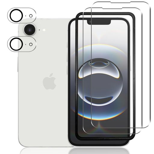 iPhone 16E ガラスフィルム + iPhone 16E カメラフィルム【旭硝子日本製】アイフォン16E フィルム 指紋認証対応 硬度9H 耐衝撃 スクラッチ防止 自動吸着 露出オーバー防止 気泡ゼロ 指紋防止 いph…