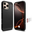 Spigen【カメラコントロールカバー付き】iPhone16ProケースMagSafe対応マグネット搭載スタンドボタン保護埃防止マット耐衝撃米軍MIL規格タフ・アーマー(AI)T・マグフィットACS08510(ブラック)
