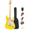 BULLFIGHTERエレキギター初心者セット付きエレキギター弦ケースピックストラップELECTRICGUITARストラトキャスタータイプD120(YELLOW)
