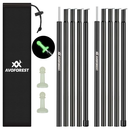 タープポールAVOFORESTスチール製テントポール直径16MM総長189CM2本セット5本連結コンパクト収納持ち運び便利収納バッグ付きテントタープアウトドアキ...