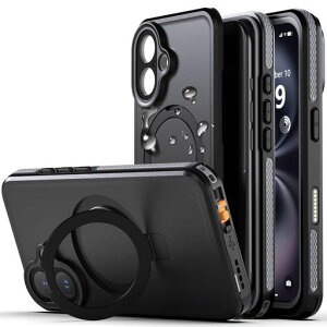 【IP68防水・隠し収納式スタンド】IPHONE16用ケース防水衝撃吸収米軍MIL規格水中撮影対応MAGSAFE対応顔認証対応全面保護完全防水防雪防塵滑り止め手持ちやすい頑丈耐衝撃ストラップ付き雨…