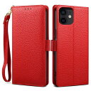 【2023新登場!高級シュリンクカーフレザー】iPhone12miniケース手帳型本革牛革カード収納サイドマグネット式横置きスタンド機能付き上下にストラップホール付きストラップ付アイフォン12mi…