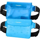 Spigen完全防水ウエストポーチ2枚セット小物IPX8認証海プール川旅行アウトドアスマホ収納可能三重チャックベルクロPVC大容量防水バッグA620AMP06020(シー・ブルー)