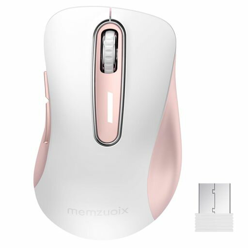 MEMZUOIX2.4G無線マウス、1400DPIコンピュータ用無線マウス(USBリシーバ付き)、ポータブルなUSB無線マウス、電池式コードレスマウス(ノートパソコン、PC、デスクトップ用、5ボタン、白とピンク) MEMZUOIX2.4G無線マウス、1400DPIコンピュータ用無線マウス(USBリシーバ付き)、ポータブルなUSB無線マウス、電池式コードレスマウス(ノートパソコン、PC、デスクトップ用、5ボタン、白とピンク)