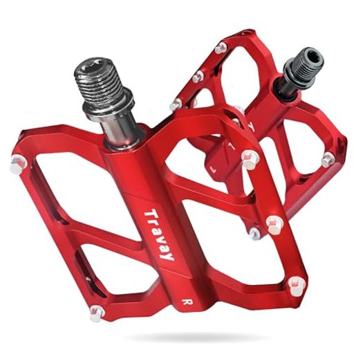 【Travay】自転車ペダルフラットペダル超軽量滑り止めベアリングシールチロードバイク/クロスバイク/mtb/シティーサイクル各種自転車交換可能9/16イン(2個セット)(RE)(2)