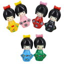 TOYANDONA6ピース6色日本可愛いこけし小さい置物外国人お土産装飾飾り着物ミニ和風テーブルお土産女子日本にんぎょ花嫁