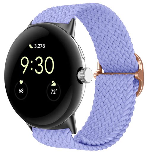 [RICYEEL] バンド GOOGLE PIXEL WATCH 2/GOOGLE PIXEL WATCH 対応 替えバンド ナイロン製 交換ベルト 編組 伸縮性 バンド 通気性 柔らかい GOOGLE PIXEL WATCH 2 用 ライトパープル