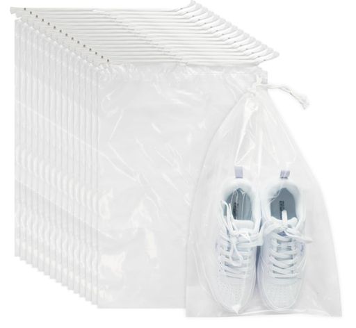Belinlen【30枚30x45cm】ビニール防水巾着袋旅行用、濡れた服や水着を入れるきんちゃく袋、透明防塵収納袋靴袋紐色:ホワイト Belinlen【30枚30x45cm】ビニール防水巾着袋旅行用、濡れた服や水着を入れるきんちゃく袋、透明防塵収納袋靴袋紐色:ホワイト