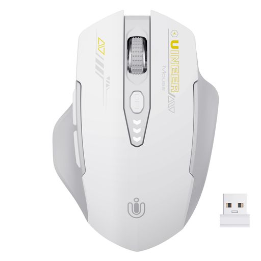 マウス無線 アップグレード 可視バッテリーディスプレイ 充電式ワイヤレスマウス2.4GUSB 4調節可能なDPIレベル ラップトップPCコンピュータ用の光学式mouse(ホワイト)