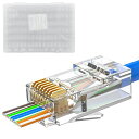 MOGOODCAT6RJ45コネクタLANコネクタ貫通型50個入り単線配線簡単8P8C24AWGイーサネットケーブル対応