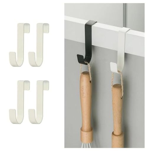 フックりゴミ袋ハンガー戸棚のドアハンガードアフックタンスs字キッチンかもの(W2.5XD2XH11cm)戸棚のドアキッチン玄関浴室洗面所台所クローゼット引き出し(ホワイト、4)(3)