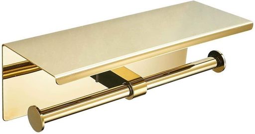 トイレットペーパーホルダー2連棚付き紙巻器壁取り付けネジ付きステンレス製小物置きバスルーム&キッチン用簡単設置(ゴールド-トイレットペーパーホルダー2連) トイレットペーパーホルダー2連棚付き紙巻器壁取り付けネジ付きステンレス製小物置きバスルーム&キッチン用簡単設置(ゴールド-トイレットペーパーホルダー2連)