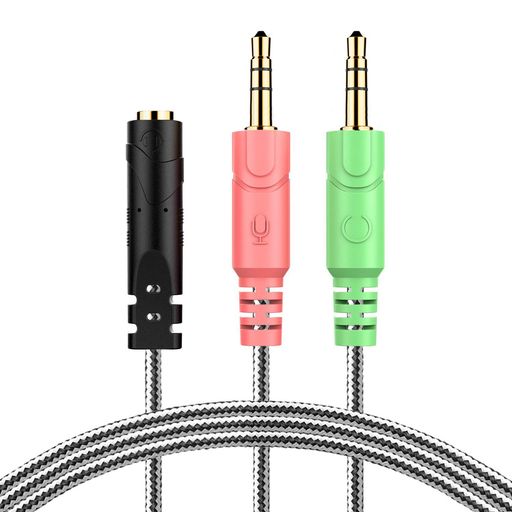 MillSO 3.5mm オーディオ分配ケーブル 4極 3極 変換 (メス- 2 オス) ヘッドホン ステレオ マイク分岐 変換ケーブル 延長ケーブル 金メッキプラグ-ブラック - 1M iOS搭載のスマホ使用不可