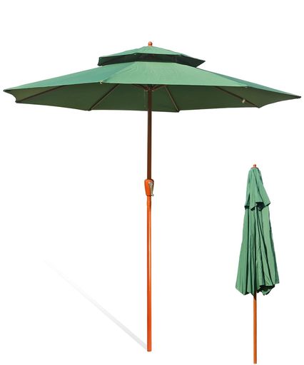 パラソルガーデンパラソル270cmuvカット撥水鉄製ハンドル開閉ビーチパラソルガーデニング庭テラスアウトドアビーチキャンプ日傘折りたたみ日よけ(グリーン)