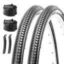 MOHEGIA2組セット26x13/8自転車タイヤ:26インチ37-590軽快車耐摩耗街乗り通勤アーバンバイク、ママチャリ対応-折りたたみ式交換用タイヤ-タイヤ、チューブ、タイヤレバー-ブラック