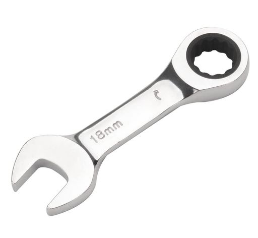 FLZOSPERコンビネーションレンチラチェットレンチ片口スパナショートタイプCRV製車メンテナンス鏡面仕上げ(18mm)