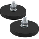 MAGXCENE2個入り超強力マグネット丸型台座ネオジム磁石ラバーコーティング強力磁石M6ネジ付きスタッド付きネオジム磁石ベースツール、LED作業灯、カメラ、車用ベの磁気マウント直径43mm