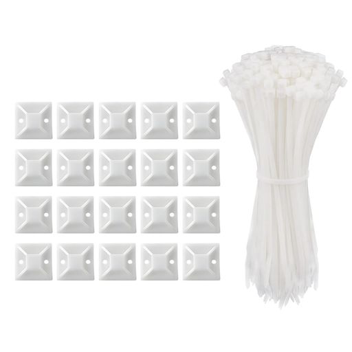 MAEXUSケーブルタイ結束バンド100组入り20mmマウントベースコード収納ケーブル結束バンド屋外耐久ケーブルバンド固定バンドコード纏め..