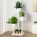 フラワースタンド屋内金属花棚、多様な植物コーナー高花棚に適し、庭ガーデンリビングベランダ寝室、(ホワイト4段)