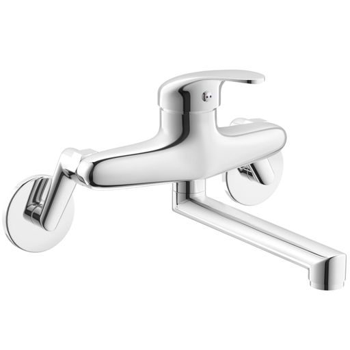 DAYONEキッチン用壁付シングルレバー混合水栓省スペース設計360°回転節水シャワー泡沫吐水抗菌防錆コー..