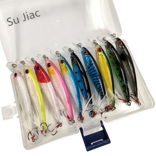 ルアーセットミノーシンキングミノー【9cm8g10色セットケース付き】フィッシングルアーセットペンシルベイトビーズ内蔵爆釣りシーバスヒラメシンキングミノーダブルフック【9cm8g10色セ…