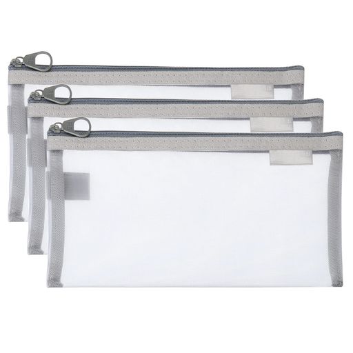 PATIKILメッシュバッグ3個A6サイズペンケースナイロン化粧ジッパーメッシュバッグトラベルポーチオーガ..