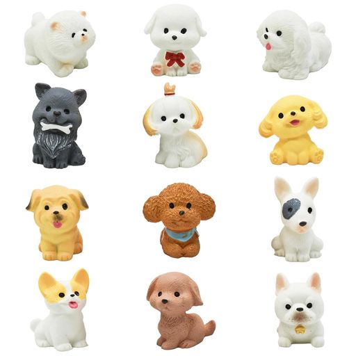 12匹ミニ動物フェギュア置物ミニ犬の人形diy小さな子犬フィギュア漫画樹脂動物ケーキトッパークリスマ..