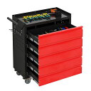 Orealindusローラーキャビネット工具5段引き出しツールチェスト74x74x58cm耐荷重75kg大型多目的ロールキャスター側面有孔ボード握りやすいハンドル付き収納力工具整理収納頑丈なスチール製