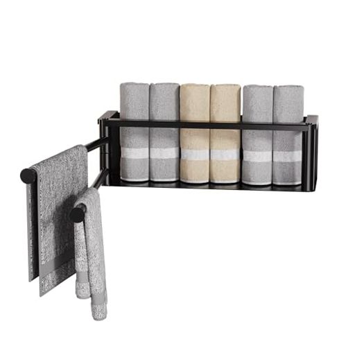 RCHYFEEDタオル掛けタオルリングバスタオルタオルバー180°回転スイングアームおしゃれ丈夫防錆洗面所ス..