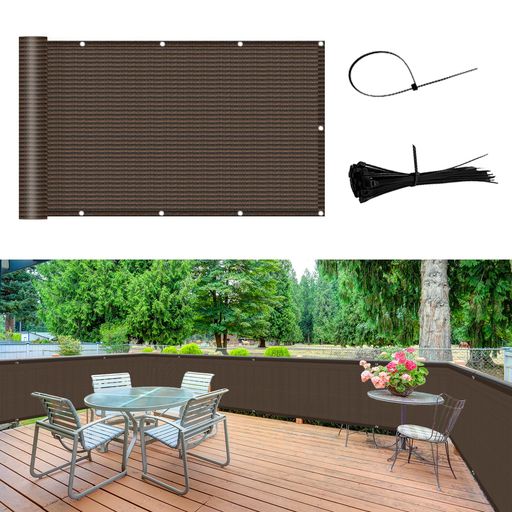 SUNNYGUARDベランダ目隠し6x0.9mモカサンシェード日除けシェード屋外バルコニーシェードUVカット