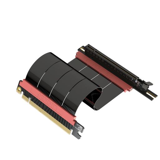 LINKUP - AVA5 PCIE 5.0 ライザーケーブル | RTX5090 RX9070 GPUに対応 | x16 128GB/s速度 | PCIe 4.0 & WRX80/WRX90Eと互換性あり | 左角 ブラック 15cm(全長 19cm)
