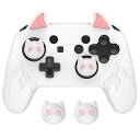 PlayVitalCuteDemonNintendoSwitchProコントローラー対応用シリコングリップカバージョイスティックキャップやステッカーシール付属【ホワイト】