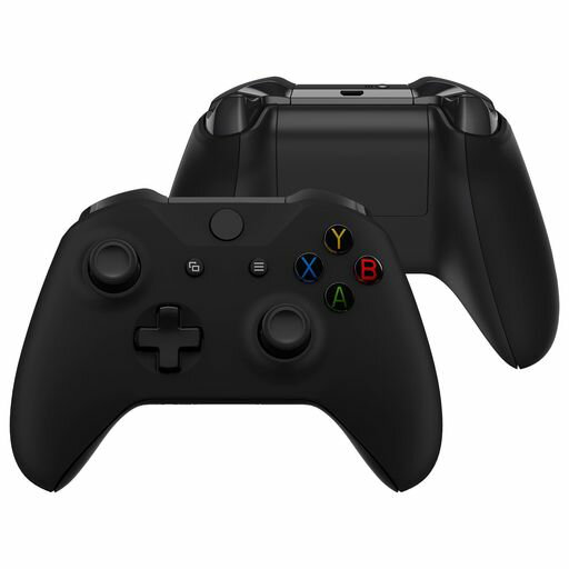 eXtremeRateXboxOne(モデル1708)対応用バックパネル交換フェイスプレート(ピュアカラー)、XboxOneX&S対応用フロントハウジングシェルとサイドレールハンドル【ブラック】