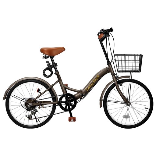 【折りたたみ自転車】: 本体サイズ(cm):約全長148x高さ98x幅56。 折りたたみサイズ(cm):約全長78x高さ75x幅32 。サドル地上高(cm):約66-84cm 。ハンドル地上高:約91-98cm 。重量:約11.5kg。適応身長:145cm以上 。耐荷重:約75kg 。自転車の必需品【カゴ、ワイヤーロック、ライト、空気入れ、ベル】が付属!日常使用に必要なものを取り揃え、あらゆるライディングニーズに応えられます。 【6段変速ギア/前・後輪連動ブレーキシステム】 シマノ社製の6段ギアを搭載し、ハンドルのシフター操作でスムーズに変速が行え、より軽快で快適な走りにつなげます。平坦な道もきつい坂道でも楽々。長時間のライディングに最適。前・後デュアルブレーキシステムにより、より高いブレーキ性能を確保し、安全な走行を確保。 【優れた耐久性】折りたたみ自転車のフレームは高強度の高炭素鋼で作られ、振動吸収性が高く、段差や路面のギャップによる衝撃を和らげることができます。日常の使用やさまざまな地形をしっかりとサポートし、安心感を与えてくれます。