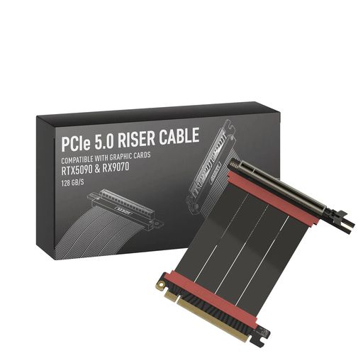 LINKUP - AVA5アーマーPCIE 5.0 ライザーケーブル | RTX5090 RX9070 GPUに対応 | x16 128GB/s速度 | PCIe 4.0 & WRX80/WRX90Eと互換性あり | 左角 ブラック 10cm(全長