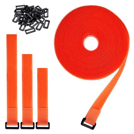 Litorangeマジック結束バンド長さ8M幅広多色プラスチックバックル30個付き自由にカット繰り返し可能青/..