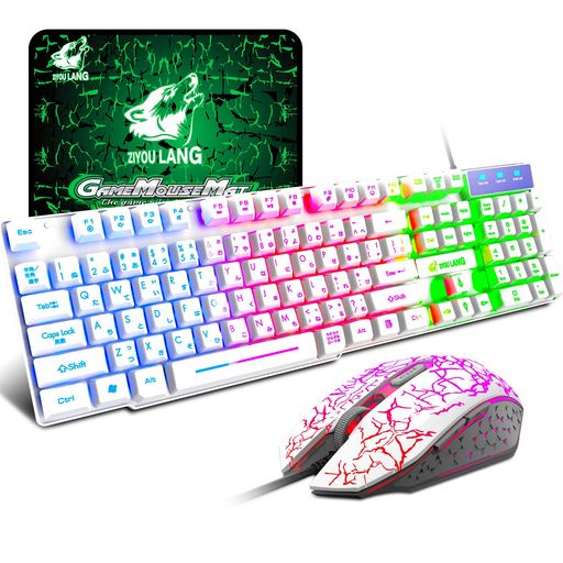 UrChoiceLtdxZIYOULANGゲーミングキーボードLED有線メンブレンゲーミングキーボードとマウスセットマル..