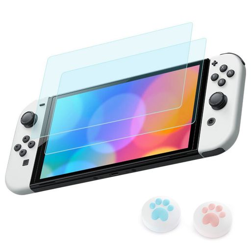 Switch有機ELモデル用ガラスフィルム強化ガラス保護フィルムブルーライトカット目の疲れ軽減日本旭硝子素材高透過率強靭9H撥水撥油指紋・飛散防止気泡ゼロ貼り付け簡単親指グリップキ… Switch有機ELモデル用ガラスフィルム強化ガラス保護フィルムブルーライトカット目の疲れ軽減日本旭硝子素材高透過率強靭9H撥水撥油指紋・飛散防止気泡ゼロ貼り付け簡単親指グリップキ…