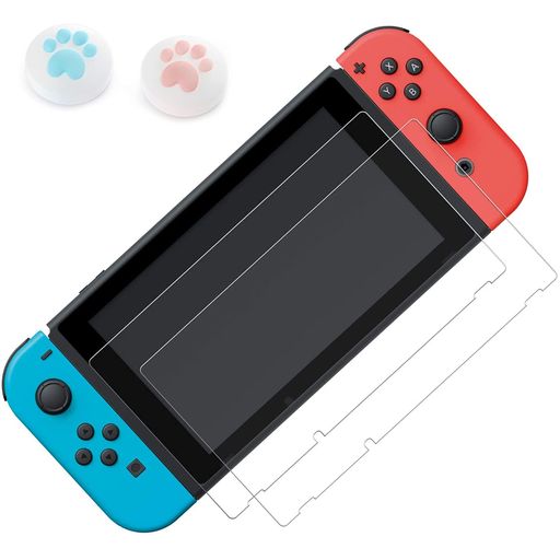 SWITCH用ガラスフィルム強化ガラス保護フィルムブルーライトカット目の疲れ軽減日本旭硝子素材高透過率強靭9H撥水撥油指紋防止飛散防止気泡ゼロ貼り付け簡単親指グリップキャップ*2個… SWITCH用ガラスフィルム強化ガラス保護フィルムブルーライトカット目の疲れ軽減日本旭硝子素材高透過率強靭9H撥水撥油指紋防止飛散防止気泡ゼロ貼り付け簡単親指グリップキャップ*2個…
