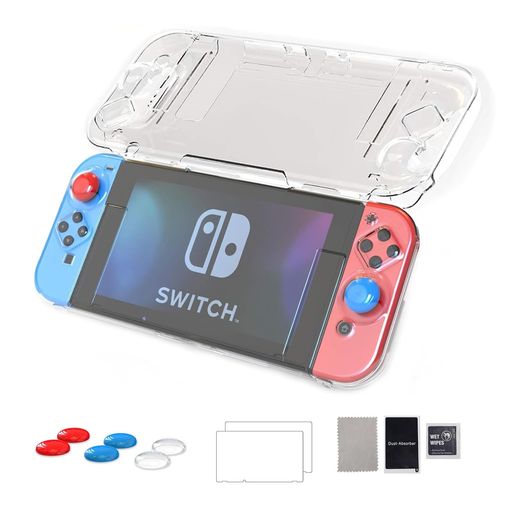 SwitchカバーNintendoSwitch用スイッチジョイコン透明薄型軽量PC材質耐衝撃ハードケーススティックカバーガラスフィルムドック対応Joy-Con兼用switch保護カバー8点セット SwitchカバーNintendoSwitch用スイッチジョイコン透明薄型軽量PC材質耐衝撃ハードケーススティックカバーガラスフィルムドック対応Joy-Con兼用switch保護カバー8点セット