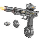 2025最新型電動水鉄砲ウォーターガン電動高速連発LED銃口発光効果水鉄砲電動超強力飛距離約7-9m大容量320ML水てっぽう大人/子供向けのウォーターガン電動水てっぽう海水浴/プール/川遊び…|詳細画像