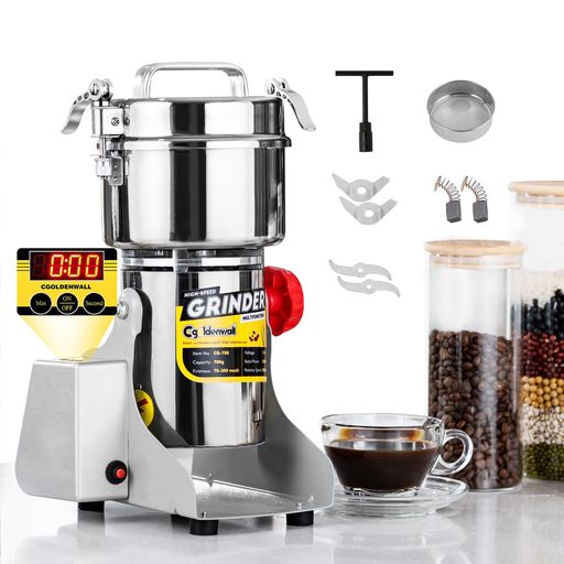 CGOLDENWALL製粉機電動粉砕機800g穀物粉末機LED表示1分間に微粉末・ハイパワーお米/胡椒/お茶/小麦粉/..