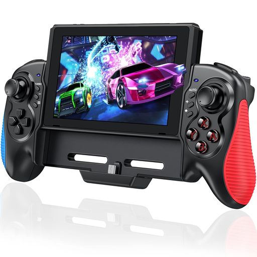 【有機ELモデル対応】スイッチコントローラー携帯モード専用GamecontrollerforSwitchグリップコントローラーSwitchOLED対応ジャイロセンサー搭載振動機能有線接続充電・コード不要